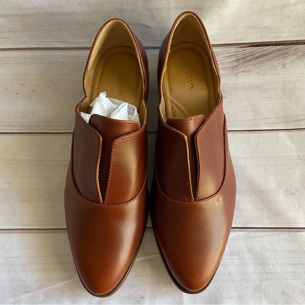 Nisolo Emma d'Orsay Oxford Loafers Shoes Women’s Size 9 Brandy Slip On - Picture 7 of 15